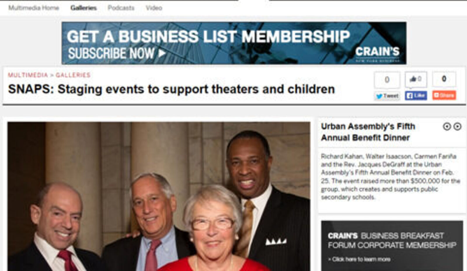 The Urban Assembly's Fifth Annual Benefit Dinner